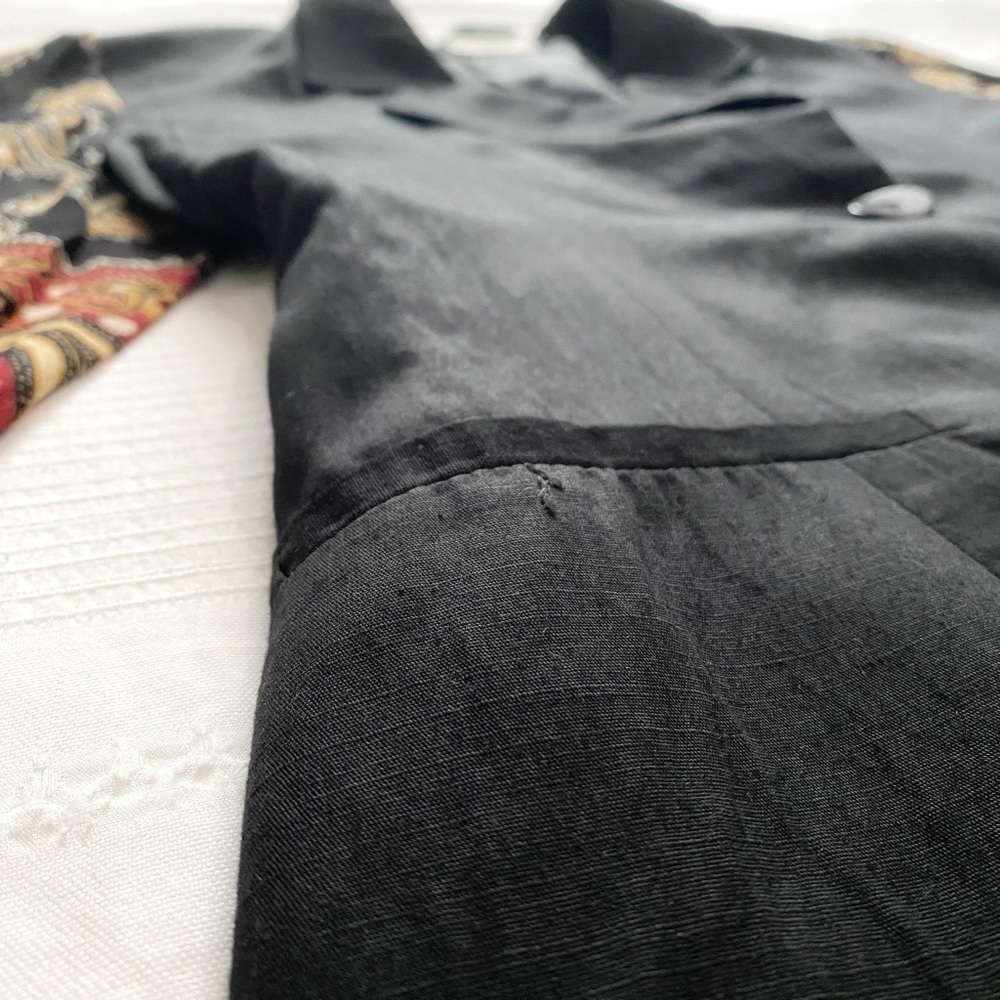 SANDRO VINTAGE BLACK LINEN BLEND SHEER BLAZER - M - Picture 7 of 10